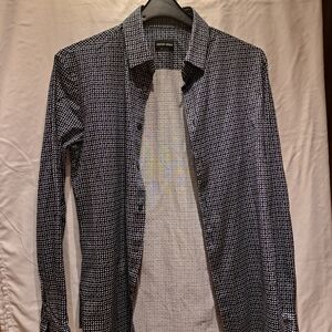 Men's Black and White Patterned Shirt